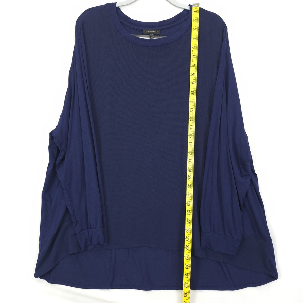 Lane Bryant Knit Modal Spandex Shirt Women 26/28 Blue Long Sleeve Mix Fabrics - Picture 3 of 11
